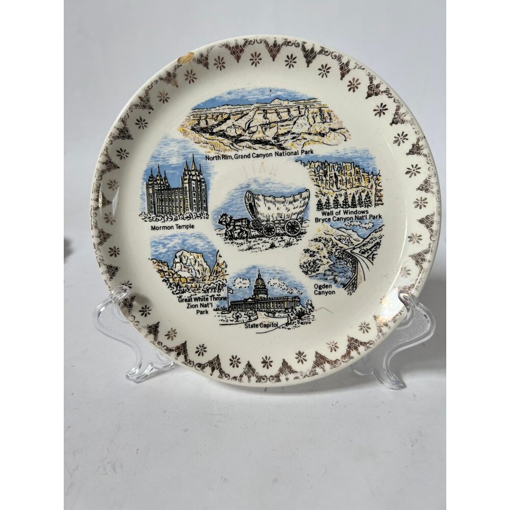 Vintage Utah Souvenir Plate With Grand Canyon & Landmarks